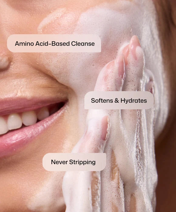 Skin after cleansing with Revision Skincare Gentle Foaming Cleanser