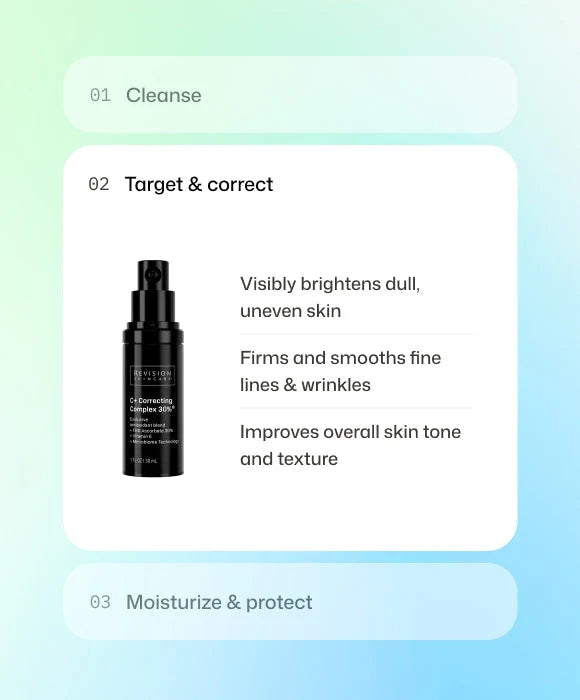 C+ Correcting Complex 30% benefits for brighter, smoother and more even-looking skin